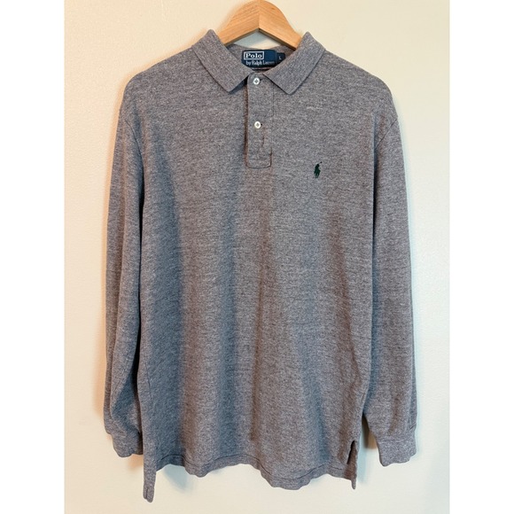 Polo Ralph Lauren Other - Polo Ralph Lauren Long Sleeve Polo Shirt Gray Cotton Pique L Heritage Preppy